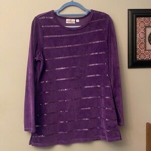 Quacker Factory Rich Purple Velvet Top